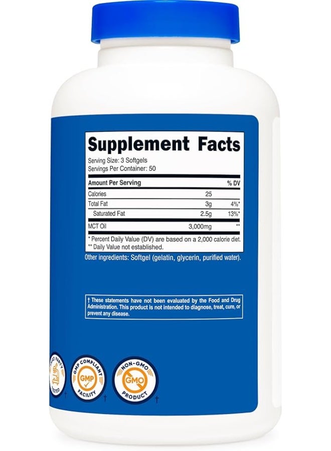 Nutricost MCT Oil Softgels – 3000 mg Per Serving – 150 Softgels – Energy & Focus Support – Keto Friendly - Image 2