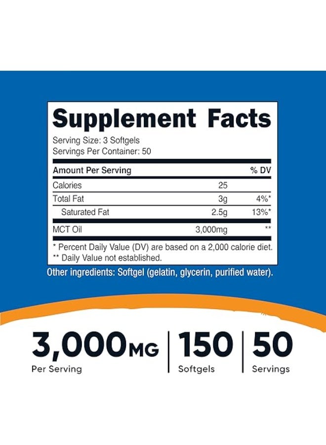 Nutricost MCT Oil Softgels – 3000 mg Per Serving – 150 Softgels – Energy & Focus Support – Keto Friendly - Image 5