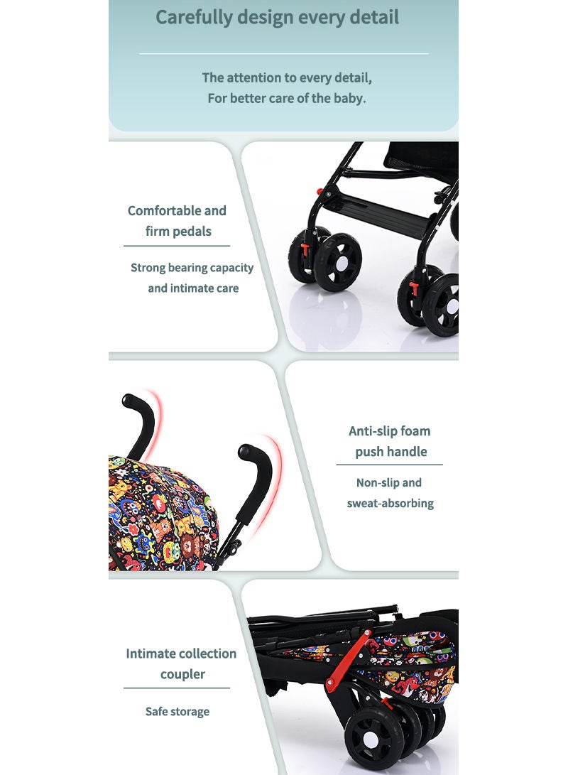 MaBaby Seat and Sleeper Baby Stroller, Portable Folding Baby Stroller, Simple Umbrella Stroller - Image 4