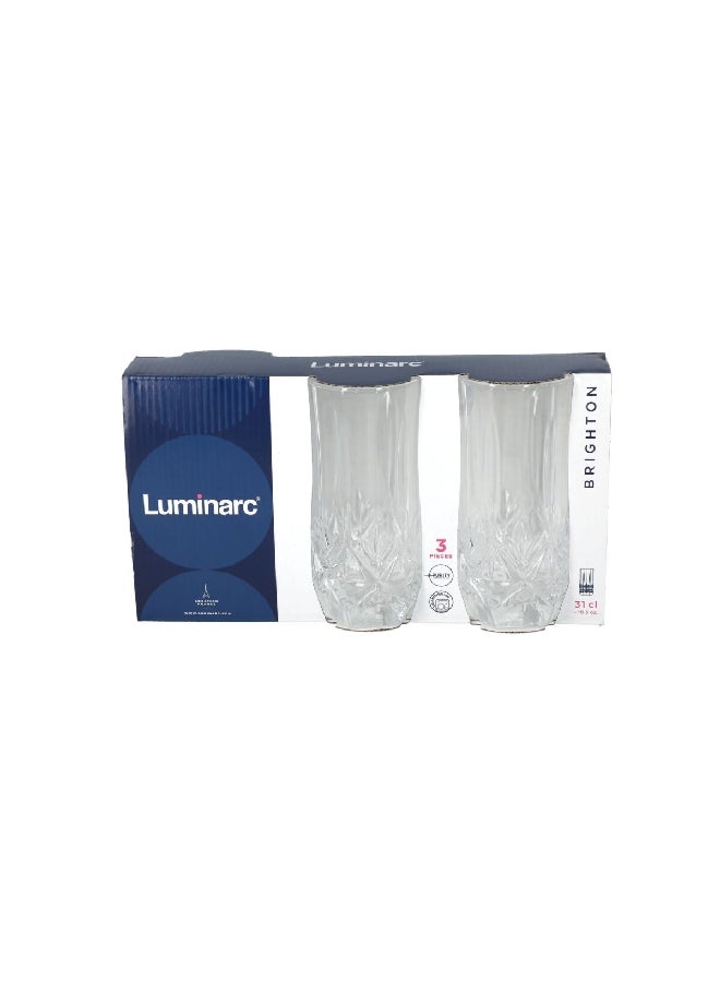 Luminarc 3-Piece Brighton Glass Tumbler Clear 310 Ml P1786 - Image 1