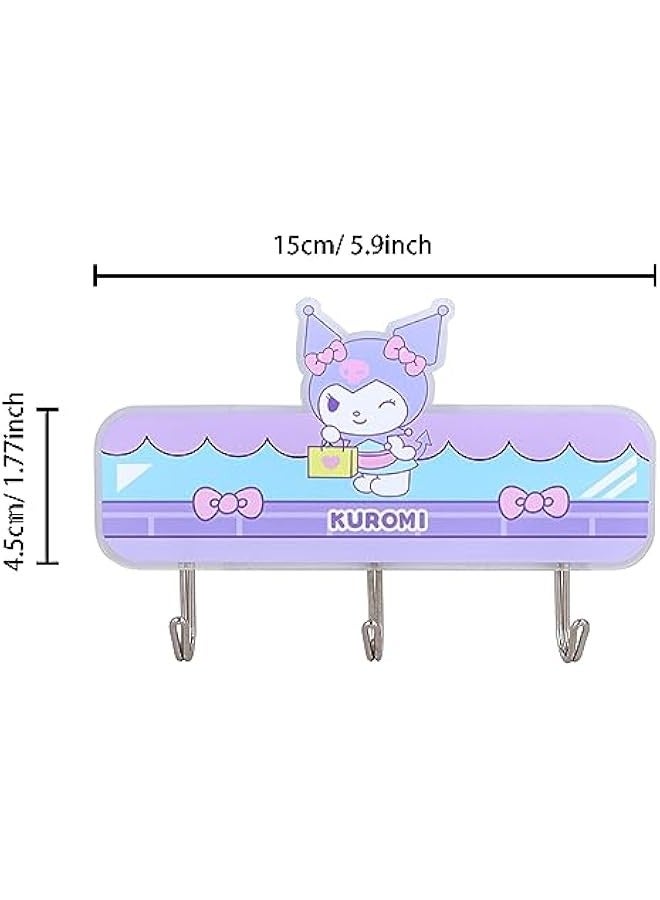 Cartoon Kuromi Hooks Wall Key Hooks for Hanging Kawaii Room Bedroom Bathroom Decor Creative Adhesive Hook for Scarf, Hat, Towel, Key, for Wall Hanging Decor  - Image 2