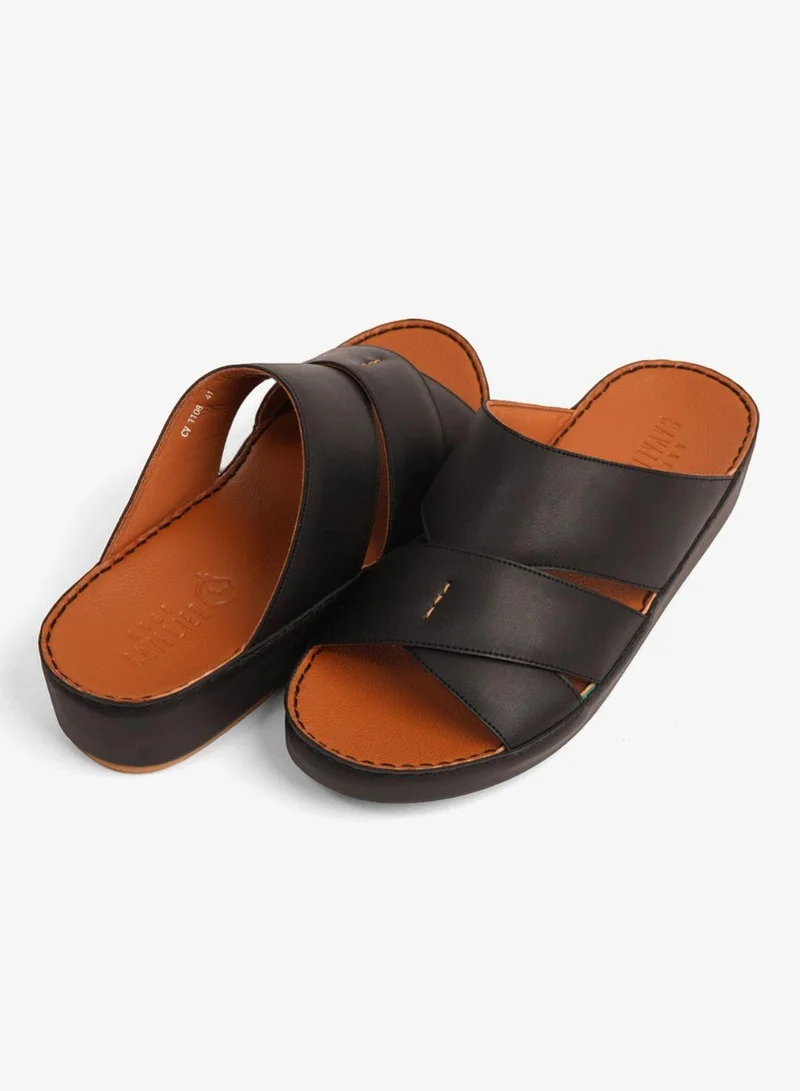 اومو كافالير UOMO CAVALIER GENUINE LEATHER LUXURIOUSLY ARABIC SANDALS BLACK