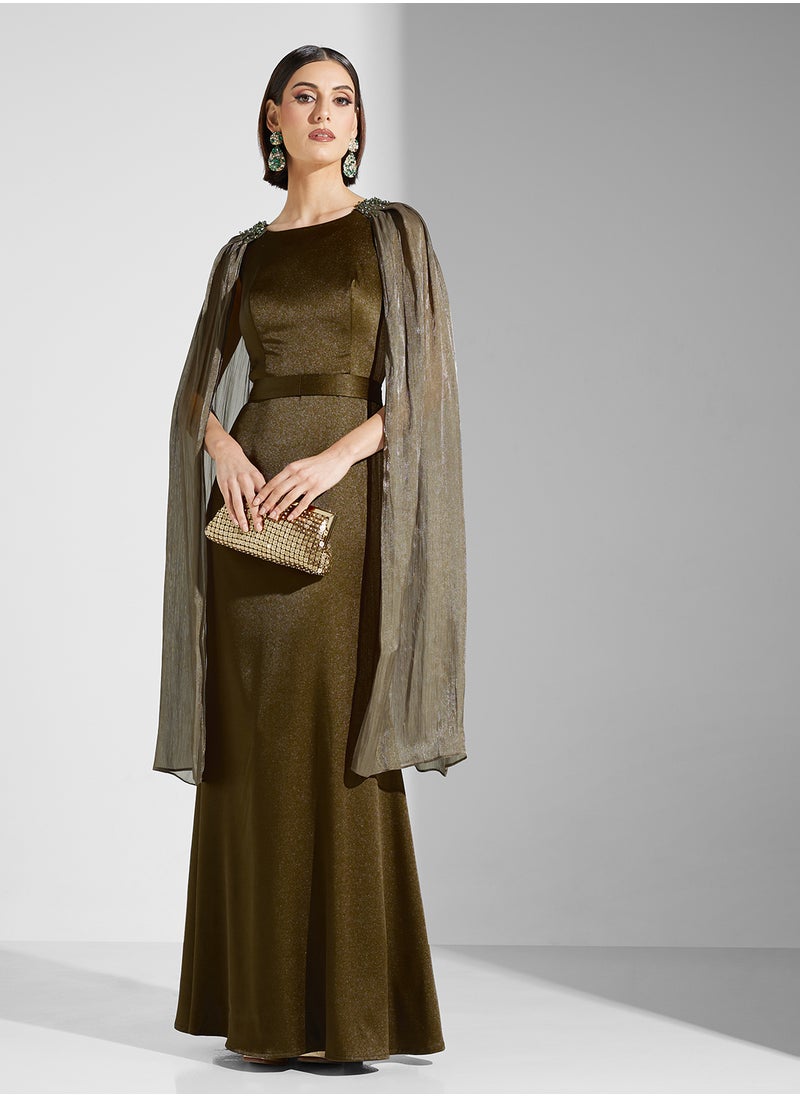 Iyra Crew Neck Drape Sleeve Dress  - Image 1