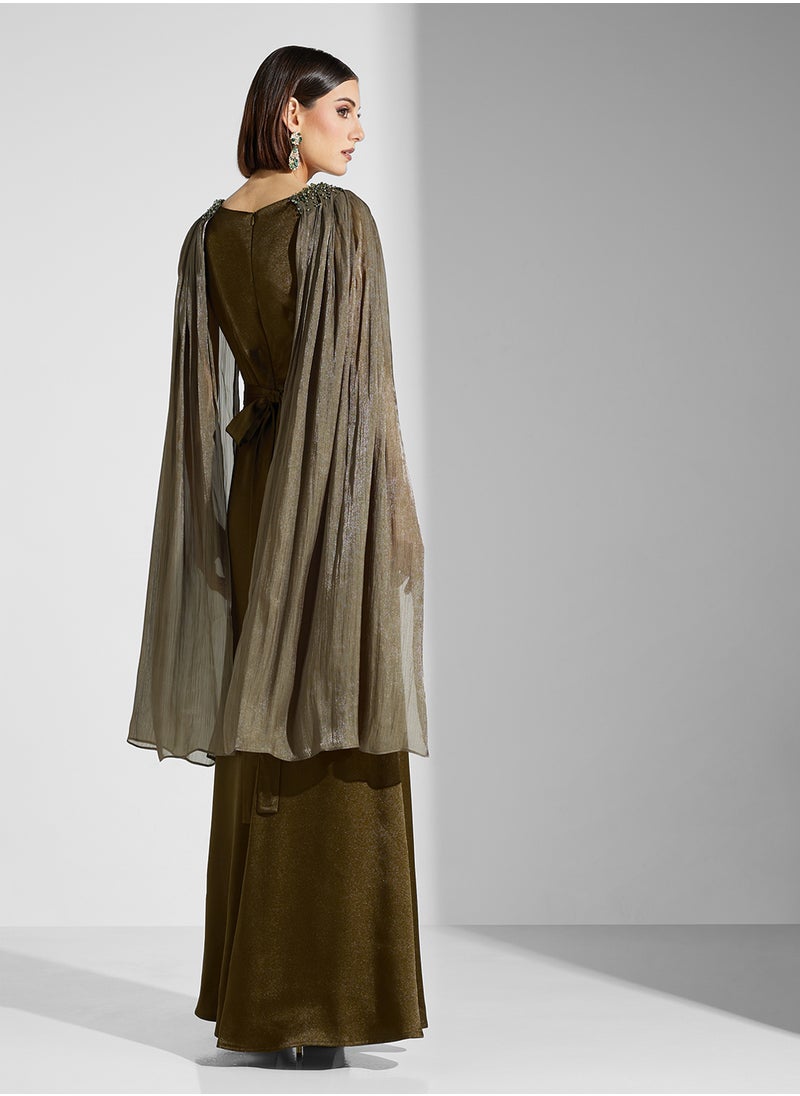 Iyra Crew Neck Drape Sleeve Dress  - Image 2
