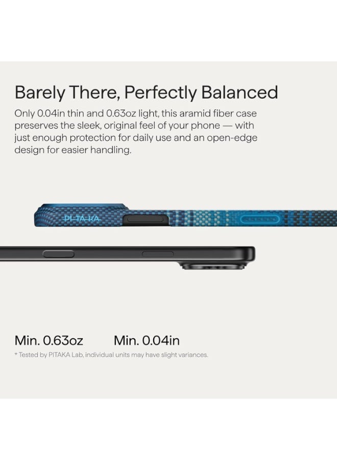 PITAKA حافظة بيتاكا لجهاز آيفون 17 برو 6.3" مع زر التحكم في الكاميرا، متوافقة مع ماغسيف، حافظة رفيعة للغاية مع شعور بدون حافظة، ألياف أراميد 1500D منسوجة، شروق القمر - Image 2