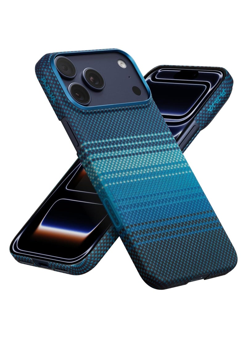 PITAKA حافظة بيتاكا لجهاز آيفون 17 برو 6.3" مع زر التحكم في الكاميرا، متوافقة مع ماغسيف، حافظة رفيعة للغاية مع شعور بدون حافظة، ألياف أراميد 1500D منسوجة، شروق القمر - Image 1