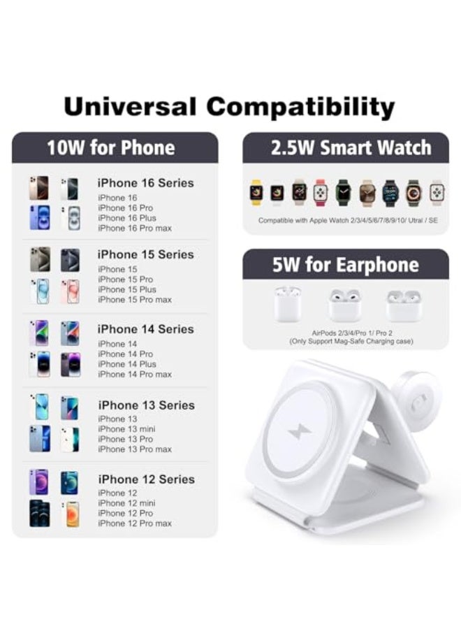 نيبمينينت محطة شحن لعدة أجهزة من آبل - شاحن لاسلكي مغناطيسي قابل للطي 3 في 1 - وسادة شحن سفر لهواتف آيفون 16 15 14 13 12 برو ماكس بلس وساعة وآيربودز - Image 5
