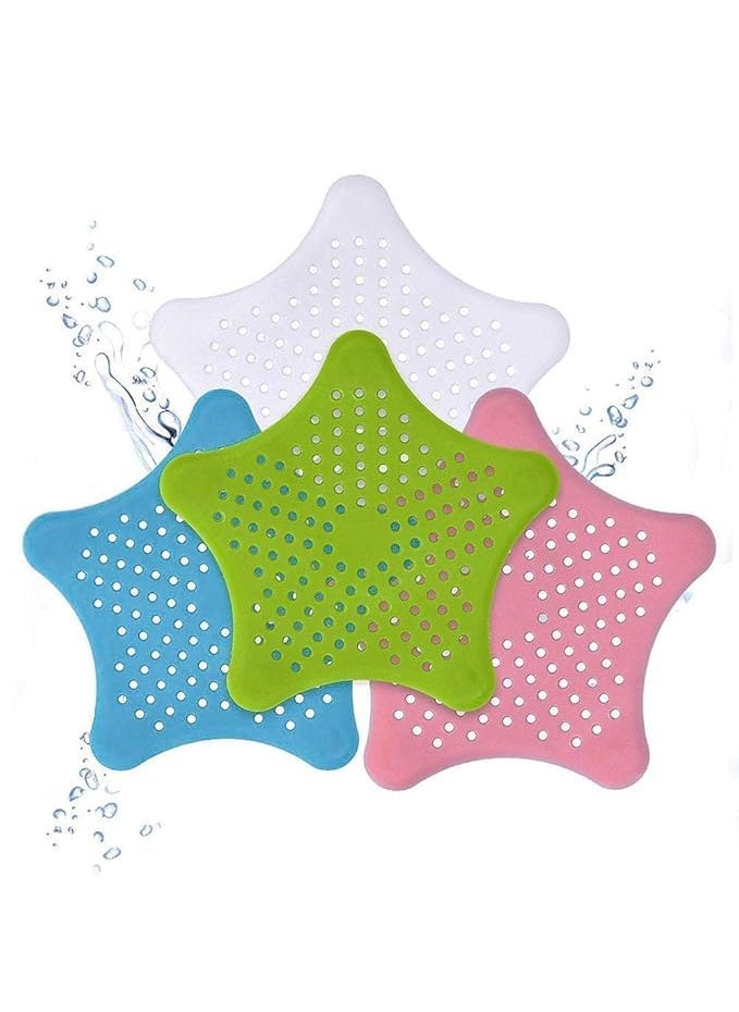 VIDORA VIDORA Silicone Star Design Kitchen and Bathroom Sink FilterHair CatcherWaste Stopper Strainer Sea Star NO Slip Suction Cups Drain Cover Bath Pack of 4  - Image 1