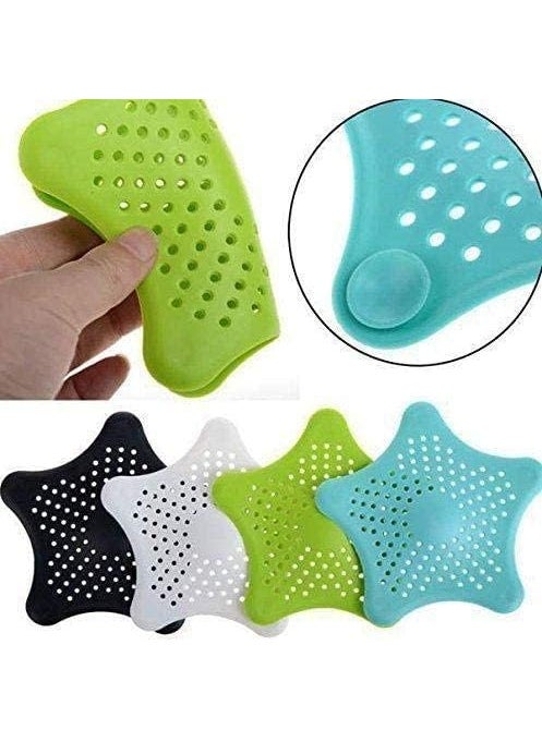 VIDORA VIDORA Silicone Star Design Kitchen and Bathroom Sink FilterHair CatcherWaste Stopper Strainer Sea Star NO Slip Suction Cups Drain Cover Bath Pack of 4  - Image 3
