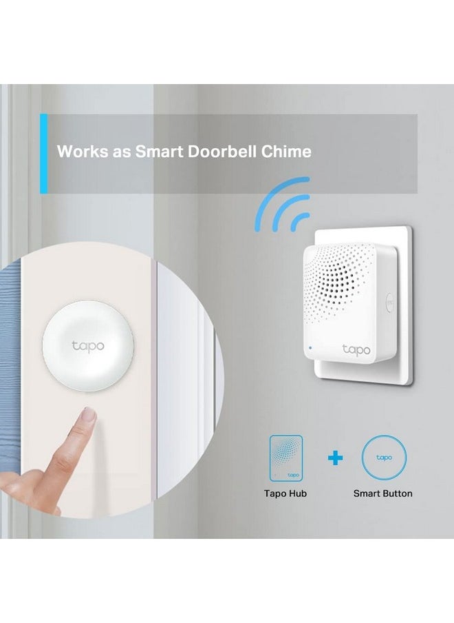 Tapo Tp-Link H100 Iot Smart Hub with Chime, Smart Alarm and Doorbell, Smart Actions with Sensors, Switches & Buttons, Connect with Up to 64 Smart Devices, Alexa, Google Assistant Compatible