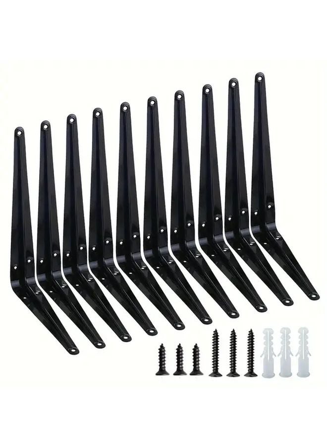 12 Pack 8x6 Inch Black Iron L Shaped Floating Shelf Brackets Heavy Duty Rustic Farmhouse Decor - Image 2