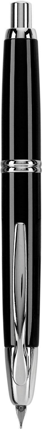Pilot Vanishing Point Collection Refillable & Retractable Fountain Pen, Black Barrel with Rhodium Accents, Blue Ink, Extra Fine Nib (60341) - Image 1