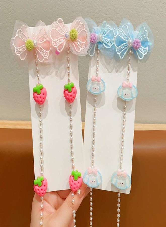 Plenteous مجموعة كبيرة من مشابك الشعر على شكل فيونكات، دبابيس شعر لطيفة على شكل فيونكات على شكل فراشة، دبابيس شعر على شكل فيونكات للنساء والفتيات، دبابيس شعر على شكل فراشة للأطفال، دبابيس شعر مزينة بشرابة وسلسلة وزهرة (قطعتان، ألوان متعددة) - Image 2