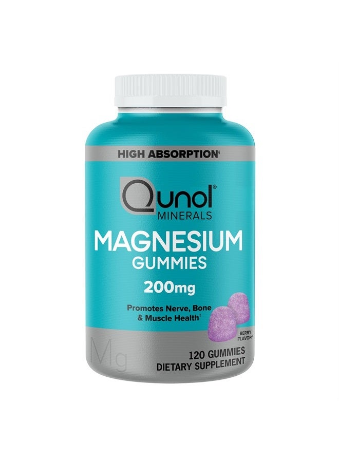 Qunol - Magnesium Gummies for Adults, 200mg Magnesium Citrate Gummies, High Absorption Magnesium Supplement, Supports Nerve Health, Bone Health, Muscle Health, Vegetarian, 120 Count - Image 1