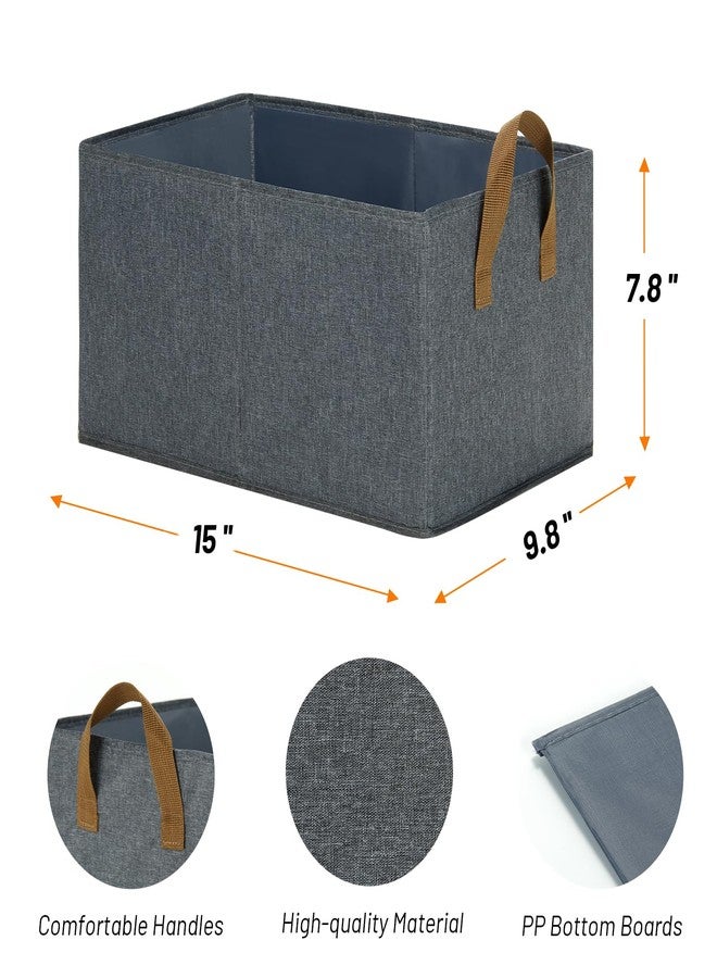 DULLEMELO Collapsible Storage Bins for Organizing, Grey Fabric Storage Baskets with Handles, Organizer Bins for Shelves, Linen Closet Organizers, Grey, 3 Pack - Image 2