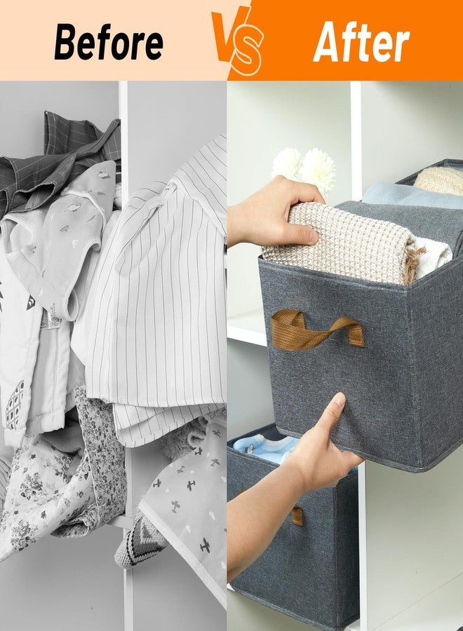 DULLEMELO Collapsible Storage Bins for Organizing, Grey Fabric Storage Baskets with Handles, Organizer Bins for Shelves, Linen Closet Organizers, Grey, 3 Pack - Image 5