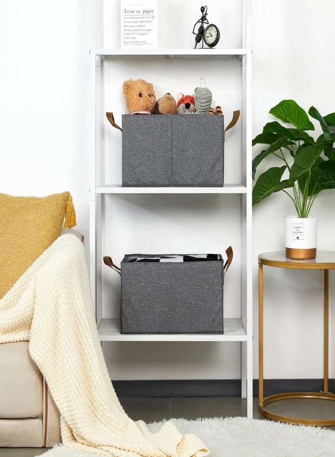 DULLEMELO Collapsible Storage Bins for Organizing, Grey Fabric Storage Baskets with Handles, Organizer Bins for Shelves, Linen Closet Organizers, Grey, 3 Pack - Image 4