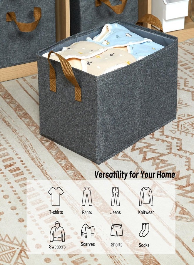 DULLEMELO Collapsible Storage Bins for Organizing, Grey Fabric Storage Baskets with Handles, Organizer Bins for Shelves, Linen Closet Organizers, Grey, 3 Pack - Image 3