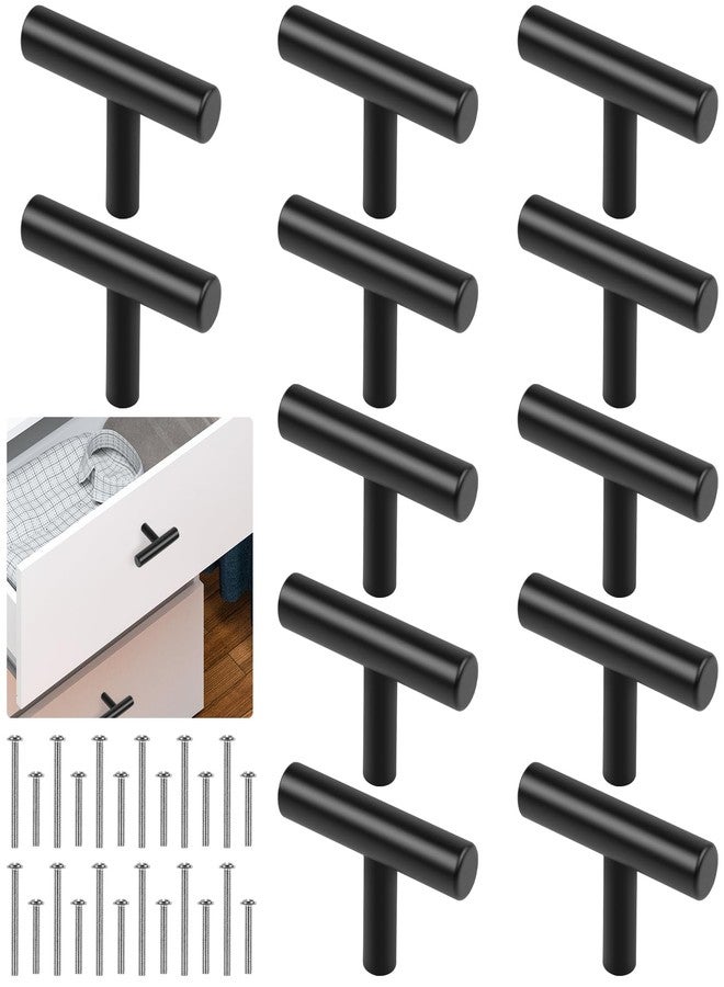 Romeda 12 Pack Black Cabinet Knobs, 2in Single Hole Cabinet Hardware with Screws 1in & 1.5in, Drawer Pulls (Black) for Kitchen Bedroom Bathroom Furniture - Image 1