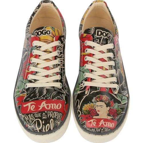 DOGO Vegan Leather Sneakers for Women - Handmade and Unique Fashion Sneakers for Women, Te Amo Design, Size 6 - Image 2