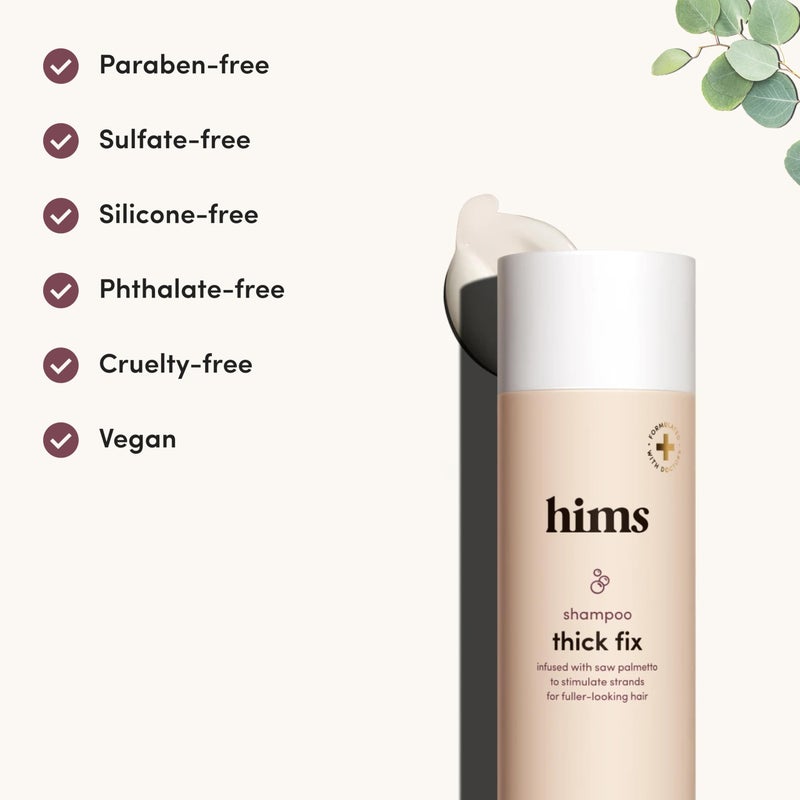 HIMS & HERS hims Thick Fix Shampoo for Men - Thickening Shampoo With Saw Palmetto and Niacinamide - No Parabens or Sulfates, Vegan and Cruelty Free - Fresh Eucalyptus Grove, 2 pack, 6.4oz - Image 5