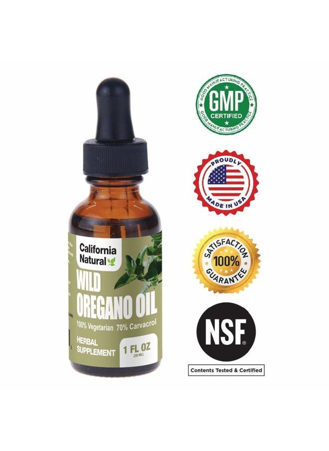 California Natural - Wild Oregano Oil 1oz Bottle - California Natural - Immune System & Digestive Support - Promote Gut Health & Healthy Digestion - 100% Vegetarian - 70% Carvacrol - Herbal Supplement - 1oz - Image 1