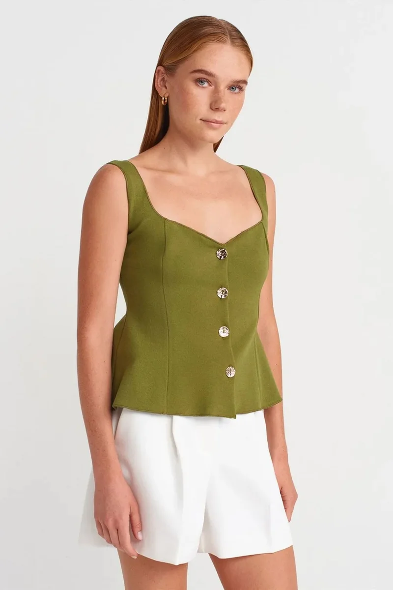 DILVIN Fitted Sleeveless Peplum Blouse