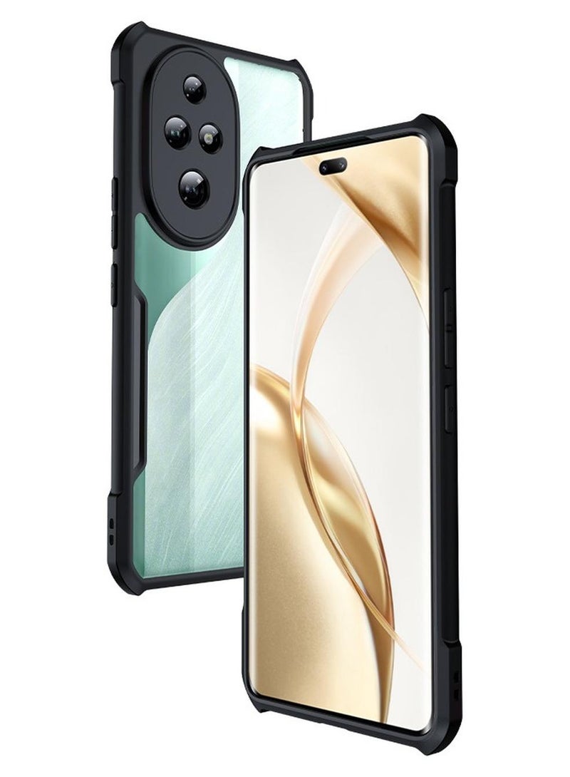 هونور 200 برو 5G حالة الهاتف المحمول ، رقيقة جدا وخفيفة الوزن لينة الوفير تبو ، الاكريليك شفافة الغطاء الخلفي ، أسود - Image 1