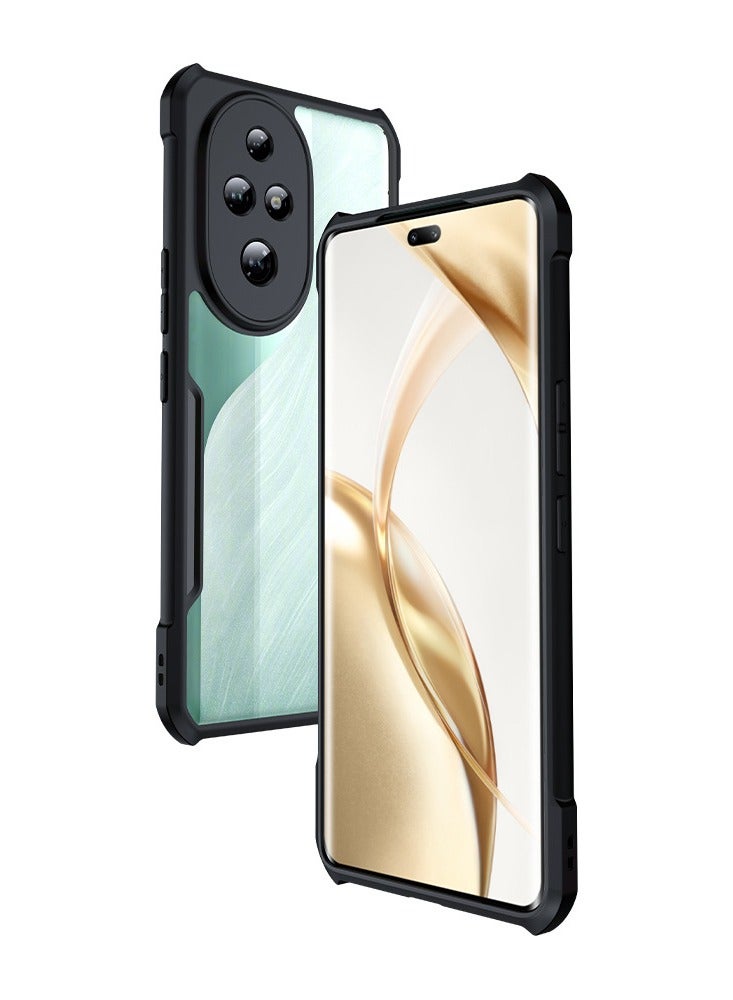 هونور 200 برو 5G حالة الهاتف المحمول ، رقيقة جدا وخفيفة الوزن لينة الوفير تبو ، الاكريليك شفافة الغطاء الخلفي ، أسود - Image 1