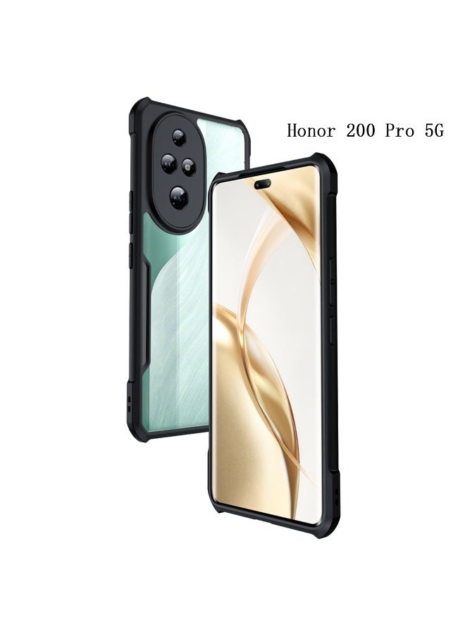 Honor 200 Pro 5G Case Cover, Ultra-Thin Lightweight Cover Soft TPU Bumper, Acrylic Clear Back Mobile Phone Case Cover Black - Image 1
