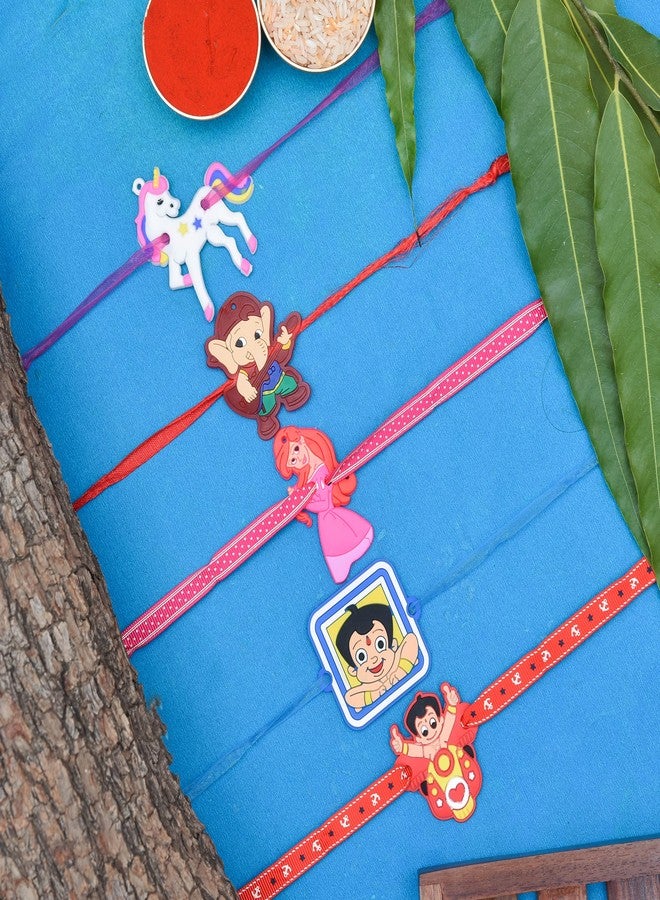 Pride Store Diva Pack of 5 Cartoon Character Rakhis with Roli Chawal, Rakhi for Kiddo, Kids, Younger Brother, Bro, Kids, Child, Youngster, Little one, Baby, Baby boy, Baby girl - Image 2