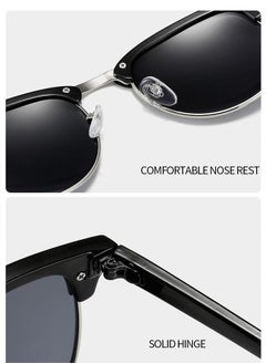 Generic Sunglasses Square Oversized Sunglasses for Women Men 2Pcs UV Protection Anti Eyestrain Big Flat Top Fashion  Rimless Shades for Driving Traveling Trendy All-match Sunglasses  - Image 5