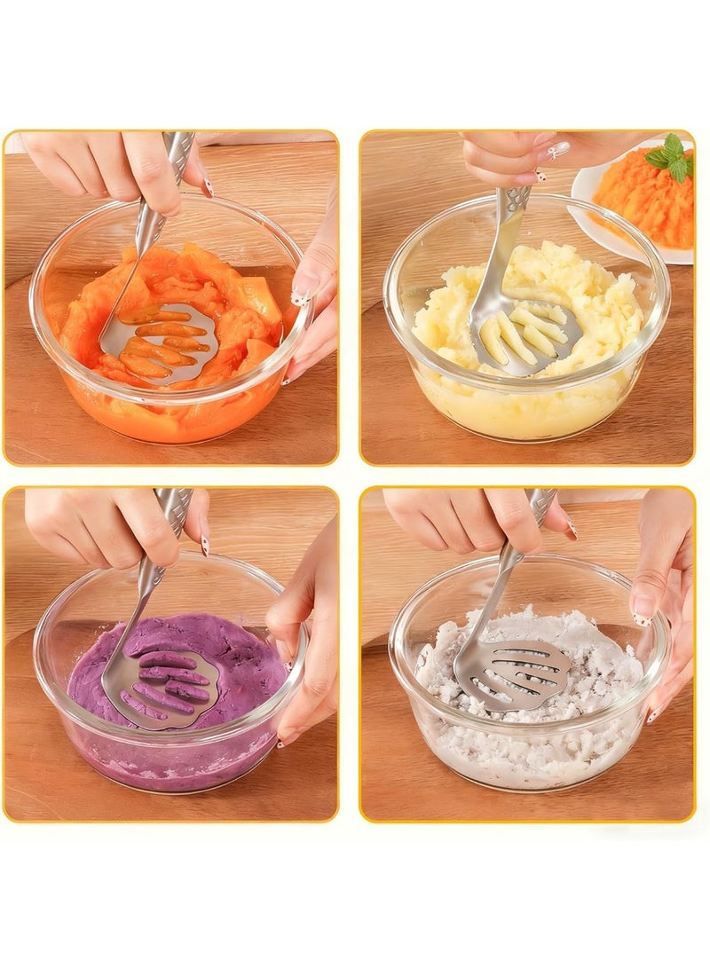 سيوسي Fish Shaped Potato Masher, Potato Ricer and Smasher Tool, One-Piece Design with Non-Slip Handle for Mashing Potatoes, Avocados, Boiled Eggs, Baby Food, Kitchen Utensil, Stainless Steel - Image 2