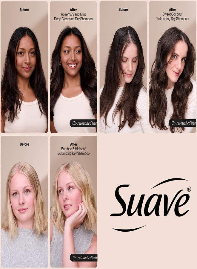 Suave Dry Shampoo Spray Variety 3-Pack – Invigorating Rosemary & Mint, Volumizing Bamboo & Hibiscus + Refreshing Sweet Coconut, 4.3 Oz Ea - Image 5