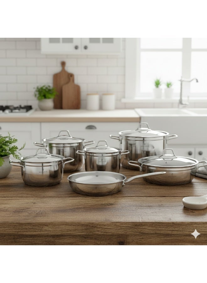 سوفرام طقم قدور سوفرام ستانلس استيل تركي عالي الجودة عدد 11 قطع - Image 1