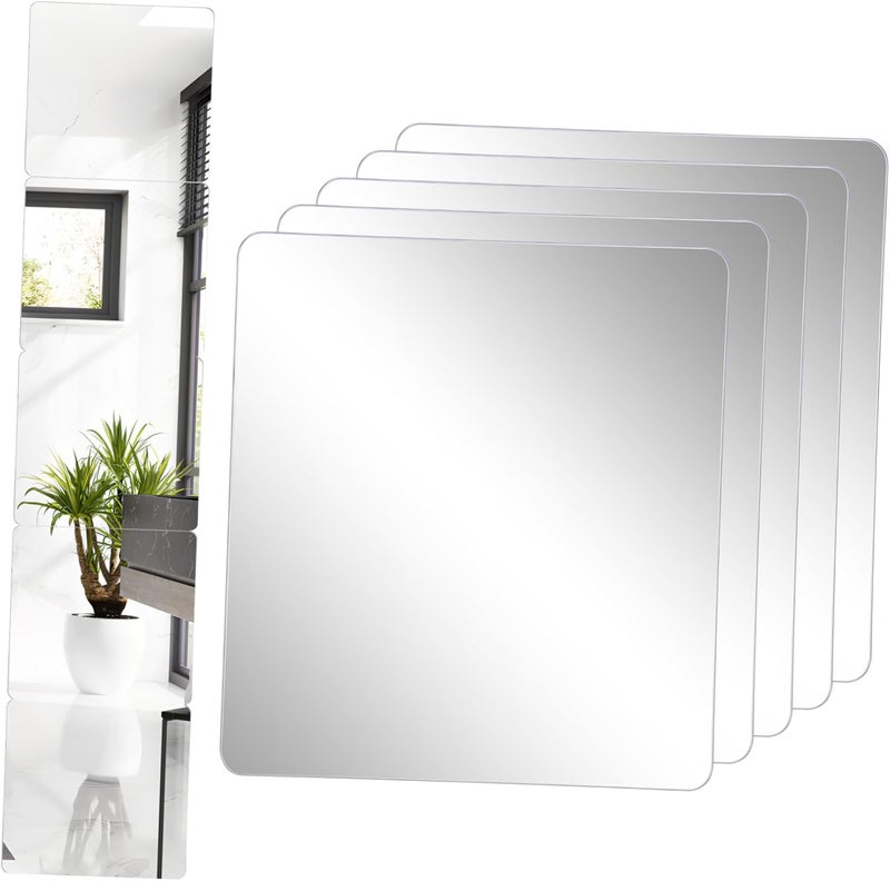 4 Pcs Self Adhesive Square Mirror Wall Stickers Acrylic Unbreakable Tiles for Bathroom Bedroom Nursery Decor Easy Peel and Stick Moisture Resistant Sheets - Image 1