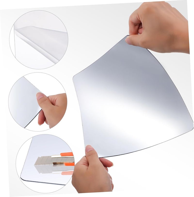 4 Pcs Self Adhesive Square Mirror Wall Stickers Acrylic Unbreakable Tiles for Bathroom Bedroom Nursery Decor Easy Peel and Stick Moisture Resistant Sheets - Image 3