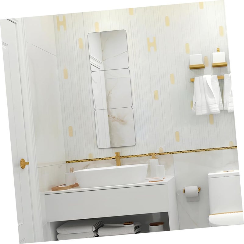 4 Pcs Self Adhesive Square Mirror Wall Stickers Acrylic Unbreakable Tiles for Bathroom Bedroom Nursery Decor Easy Peel and Stick Moisture Resistant Sheets - Image 5