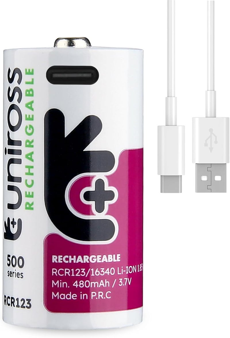 Uniross Lithium USB-C Rechargeable Battery (CR123, Pack of 1) - Image 1