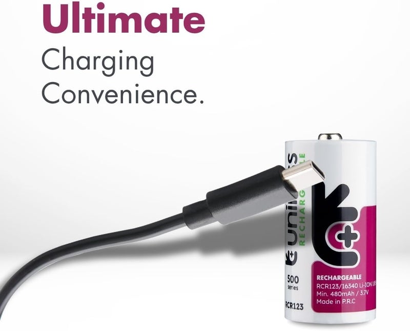 Uniross Lithium USB-C Rechargeable Battery (CR123, Pack of 1) - Image 3