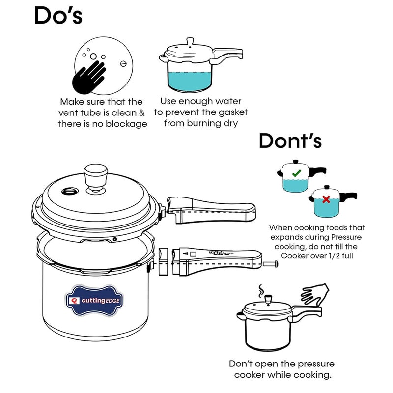 Cutting Edge Induction Base Inner Lid Aluminum Pressure Cooker 3 Litre Gas Induction Compatible Cooker For Rice Vegetable Grains Chicken Mutton - Image 3