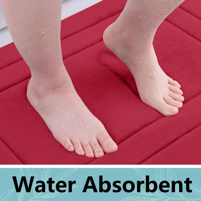 Arotive Memory Foam Bathroom Rug Mat 36x24  Ultra Soft and Absorbent Bath Mat  Machine Wash Dry  Comfortable Bath Rug Carpet for Bathroom Floor  Tub and Shower  Red - Image 3