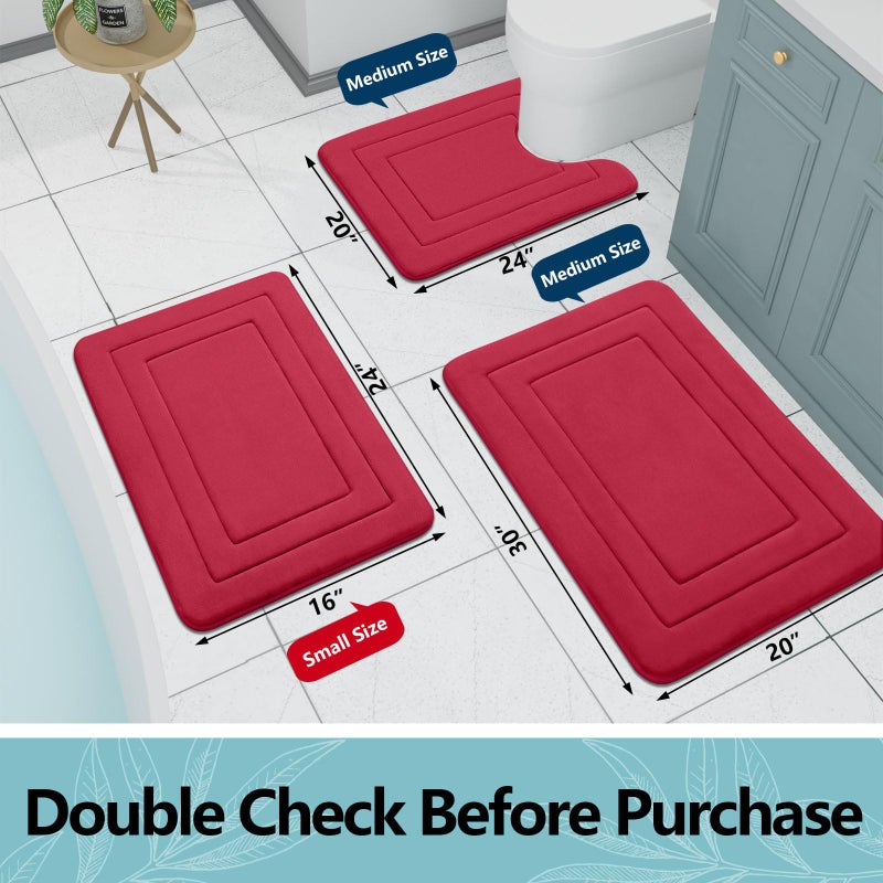 Arotive Memory Foam Bathroom Rug Mat 36x24  Ultra Soft and Absorbent Bath Mat  Machine Wash Dry  Comfortable Bath Rug Carpet for Bathroom Floor  Tub and Shower  Red - Image 4