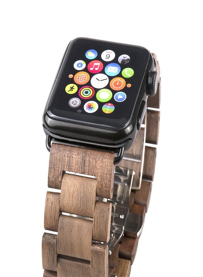 AIYIBEN Wooden Watch Band 42mm 44mm 45mm 49mm with Stainless Steel Butterfly Buckle Compatible for iWatch Ultra 2 SE Series 9 8 7 6 5 4 3 2 1(Walnut) - Image 3
