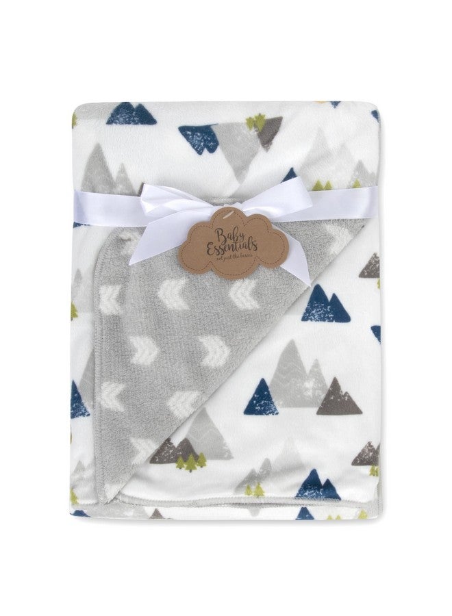 Baby Essentials Sherpa Fleece Baby Blankets For Boys And Girls Colorful Reversible Baby Blankets For Newborns Infants Toddlers And Nursery (Mountains & Arrows)  - Image 1