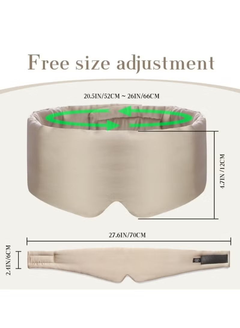 Beauenty 100% Mulberry Silk Sleep Mask Eye Mask for Women Man with Adjustable Band, for Side Sleeper Blackout Sleep Mask for Travel Rest and Office Large Size (Taupe) - Image 2