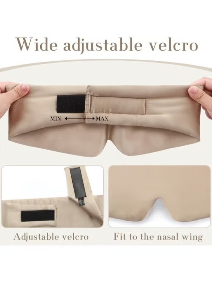 Beauenty 100% Mulberry Silk Sleep Mask Eye Mask for Women Man with Adjustable Band, for Side Sleeper Blackout Sleep Mask for Travel Rest and Office Large Size (Taupe) - Image 4