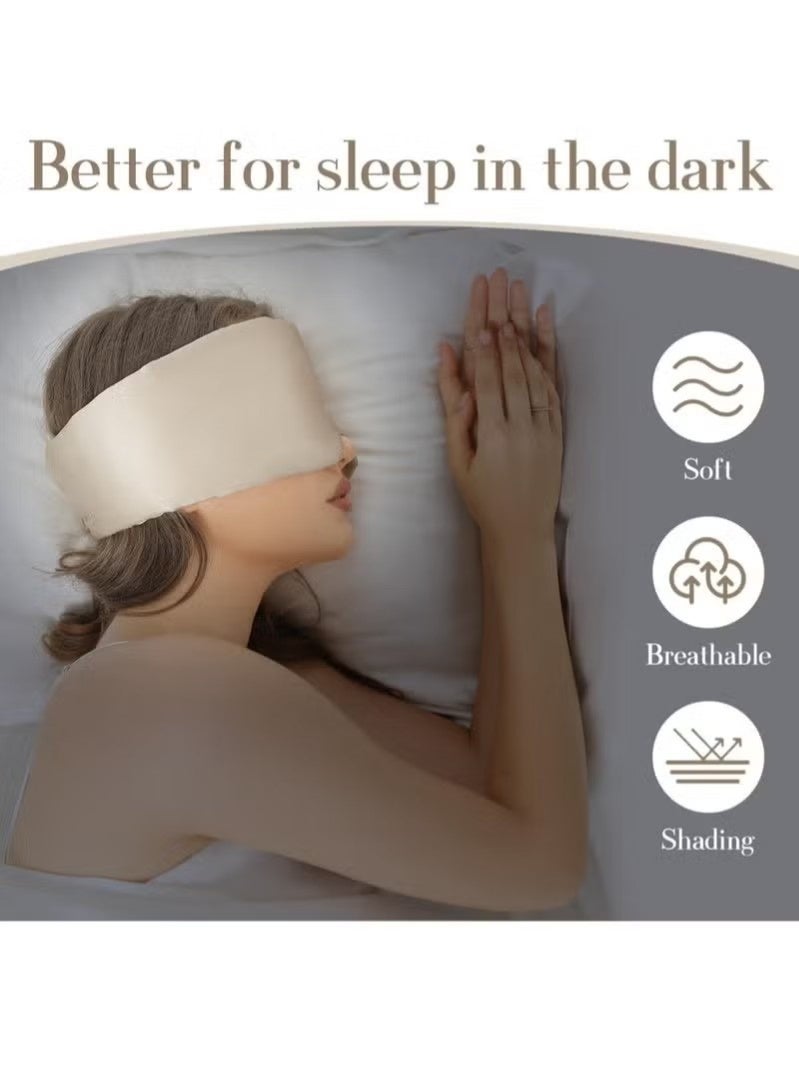 Beauenty 100% Mulberry Silk Sleep Mask Eye Mask for Women Man with Adjustable Band, for Side Sleeper Blackout Sleep Mask for Travel Rest and Office Large Size (Taupe) - Image 5