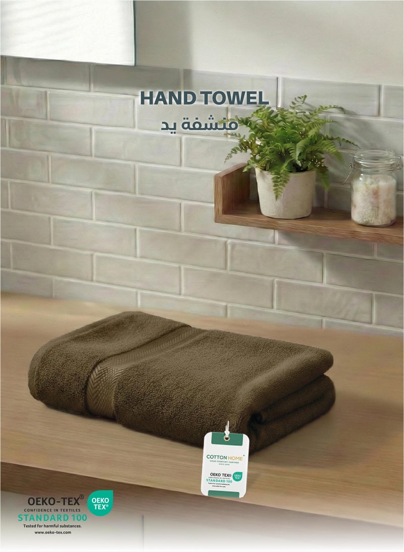 Cotton Home Premium Cotton Towel 40x70cm Hand Towel 600 GSM Quick Dry Highly Absorbent Thick Bathroom SoftTowels for Bath And Spa Lightweight, Quick Dry and Durable Brown - Image 1