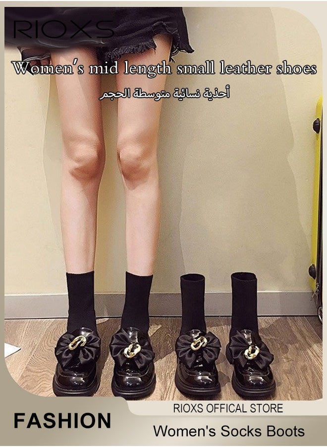 RIOXS Women's Thick Sole Chunky Heel Chelsea Ankle Boots Fashion Boots With Socks Non-Slip Comfortable Short Boots  - Image 4
